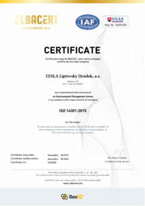 ISO certificate - Environmental Management System
