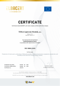 ISO certificate - Quality Management System
